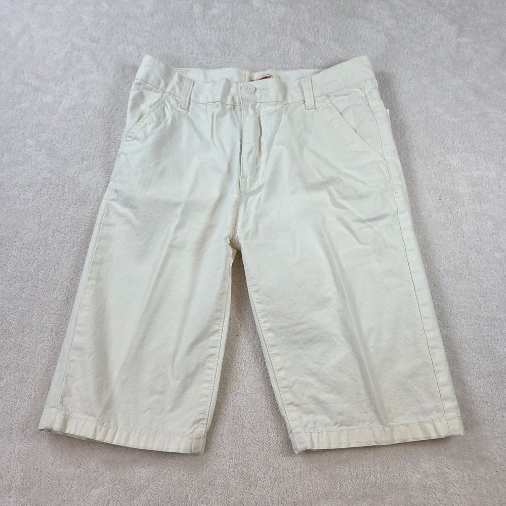 Levis Womens Bermuda Shorts Off White Denim Knee Length Five Pocket 1477
